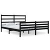 vidaXL Estructura de cama doble sin colch&oacute;n madera maciza negro