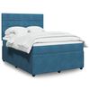 vidaXL Cama box spring con colch&oacute;n terciopelo azul oscuro 140x200 cm