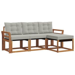 vidaXL Conjunto de sof&aacute;s de exterior 4 uds. Gris Natural y Claro
