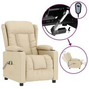 vidaXL Sill&oacute;n de masaje el&eacute;ctrico tela color crema