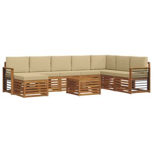 vidaXL Conjunto de sof&aacute;s de exterior con coj&iacute;n 9 pcs Natural y Beige