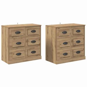 vidaXL Tableros Lateral 2 uds. Roble artisan 70 x 35,5 x 67,5 cm