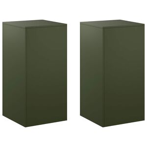 vidaXL Soporte de plantas 2 pcs Verde oliva 40 x 40 x 80 cm Acero