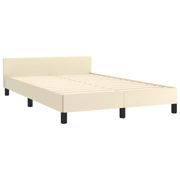 vidaXL Estructura de cama sin colch&oacute;n cuero sint&eacute;tico crema 120x190 cm