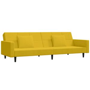 vidaXL Sof&aacute; cama de 2 plazas con dos almohadas terciopelo amarillo