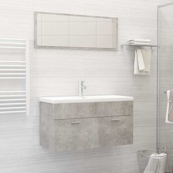 vidaXL Set muebles de ba&ntilde;o 2 piezas madera contrachapada gris hormig&oacute;n