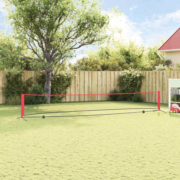 vidaXL Red de tenis Manual Negro y rojo 595 x 90,5 x 87 cm Poli&eacute;ster