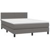 vidaXL Cama box spring colch&oacute;n y LED cuero sint&eacute;tico gris 140x200 cm