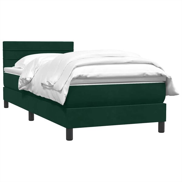 vidaXL Cama box spring con colch&oacute;n terciopelo verde oscuro 80x220 cm
