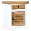vidaXL Mesita de noche mango macizo rugoso blanco y marr&oacute;n 40x30x50 cm