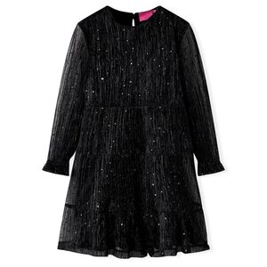 vidaXL Vestido infantil de manga larga negro 104