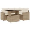 vidaXL Juego de sof&aacute;s jard&iacute;n con cojines 5 pzas rat&aacute;n sint&eacute;tico beige