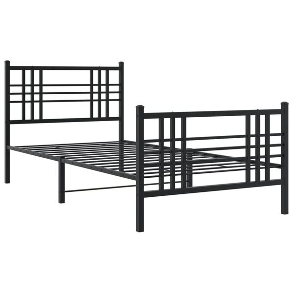 vidaXL Estructura cama sin colch&oacute;n con estribo metal negro 90x190 cm