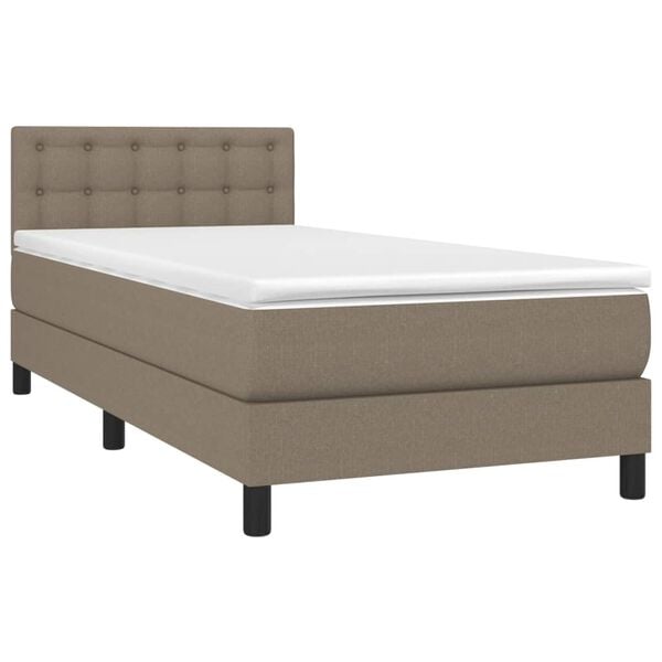 vidaXL Cama box spring con colch&oacute;n tela gris taupe 80x200 cm