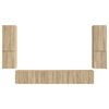 vidaXL Conjunto de mueble de TV Montaje en la pared 4 pcs Roble Sonoma