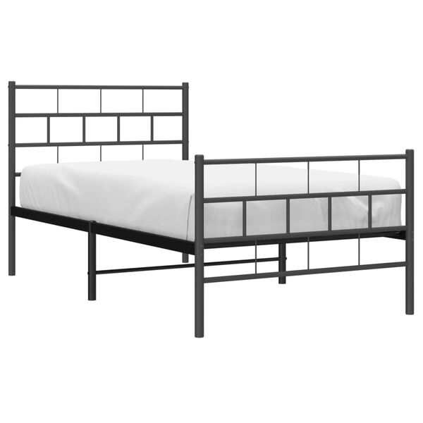 vidaXL Estructura cama sin colch&oacute;n con estribo metal negro 90x190 cm