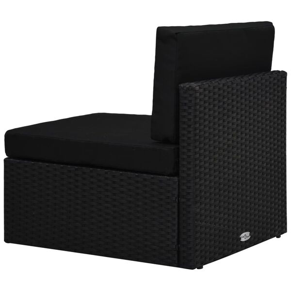 vidaXL Set de muebles de jard&iacute;n 7 pzas rat&aacute;n sint&eacute;tico y cojines negro