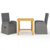 vidaXL Juego de comedor para jard&iacute;n 3 piezas gris