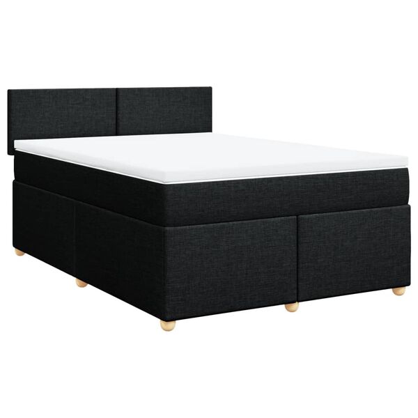 vidaXL Cama box spring con colch&oacute;n tela negro 140x200 cm