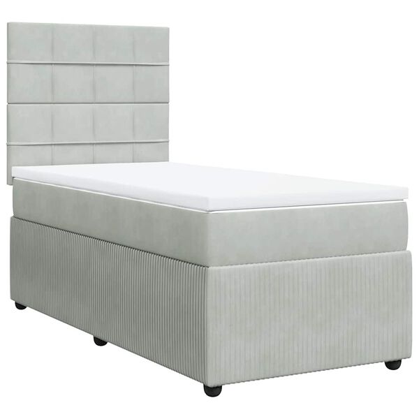 vidaXL Cama box spring con colch&oacute;n terciopelo gris claro 80x200 cm