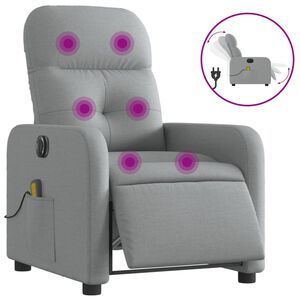 vidaXL Sill&oacute;n reclinable de masaje el&eacute;ctrico tela gris claro