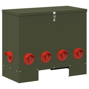 vidaXL Comedero para pollos Verde oliva 60,5 x 29 x 51 cm 25 kg