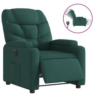 vidaXL Sill&oacute;n reclinable el&eacute;ctrico tela verde oscuro