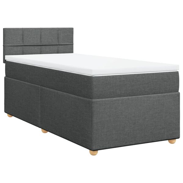 vidaXL Cama box spring con colch&oacute;n tela gris oscuro 90x200 cm