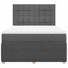 vidaXL Cama box spring con colch&oacute;n tela gris oscuro 140x190 cm