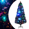 vidaXL &Aacute;rbol de Navidad preiluminado con soporte y LED fibra &oacute;ptica 180 cm
