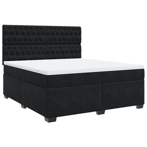 vidaXL Cama box spring con colch&oacute;n terciopelo negro 180x200 cm