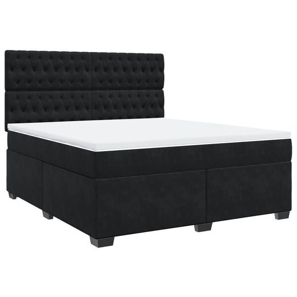 vidaXL Cama box spring con colch&oacute;n terciopelo negro 180x200 cm
