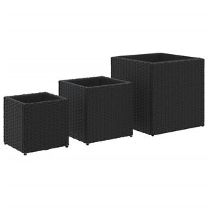 vidaXL Jardineras 3 unidades rat&aacute;n sint&eacute;tico negro