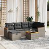 vidaXL Set de muebles de jard&iacute;n 6 pzas y cojines rat&aacute;n sint&eacute;tico gris
