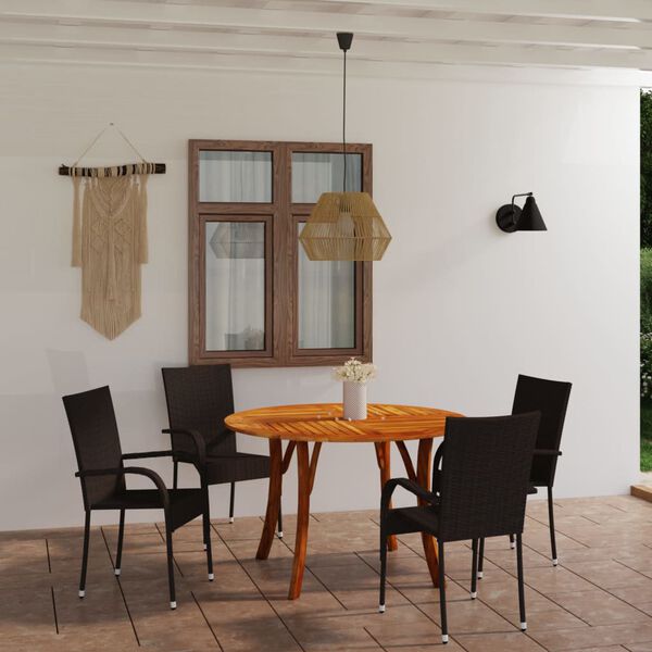 vidaXL Juego de comedor para jard&iacute;n 5 piezas marr&oacute;n