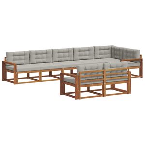 vidaXL Conjunto de sof&aacute;s de exterior 8 pcs Gris Natural y Claro
