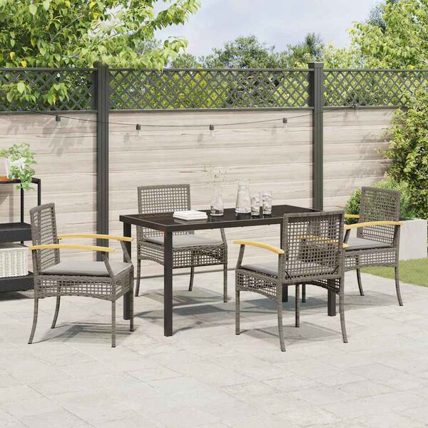 vidaXL Conjunto de Comedor de Jard&iacute;n 5 pcs Gris rat&aacute;n sint&eacute;tico