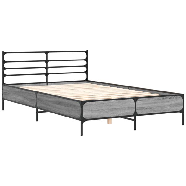 vidaXL Estructura cama madera ingenier&iacute;a metal gris Sonoma 140x200 cm