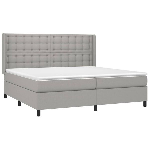 vidaXL Cama box spring con colch&oacute;n tela gris claro 200x200 cm