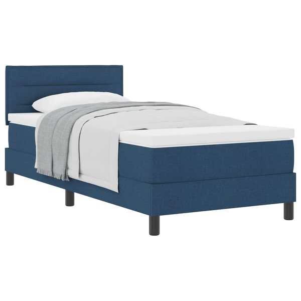 vidaXL Cama tipo Box Spring con colch&oacute;n Azul 90 x 190 cm tela