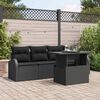 vidaXL Conjunto de sof&aacute; de jard&iacute;n 5 pcs Negro Rattan de Poli&eacute;ster