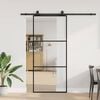 vidaXL Puerta corredera con set herrajes negro 90x205 cm vidrio ESG