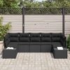 vidaXL Conjunto de sofás de jardín 7 pcs Negro Poliratán