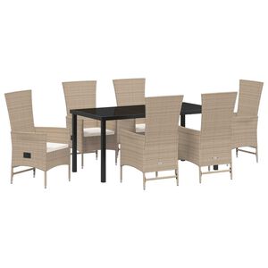 vidaXL Conjunto de Comedor de Jard&iacute;n 7 pcs Beige rat&aacute;n sint&eacute;tico