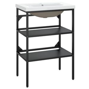 vidaXL Estructura de ba&ntilde;o con lavabo incorporado hierro negro