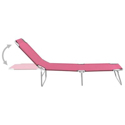 vidaXL Tumbona plegable de acero y tela rosa
