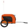vidaXL Remolque de bicicleta mascotas hierro tela Oxford naranja negro