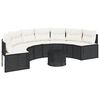 vidaXL Sof&aacute; de jard&iacute;n semicircular con mesa y cojines rat&aacute;n PE negro