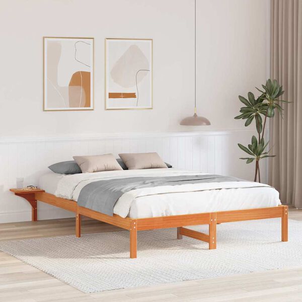 vidaXL Estructura de cama Marr&oacute;n cera 140 x 200 cm