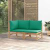 vidaXL Set de muebles de jardín 2 piezas bambú con cojines verde